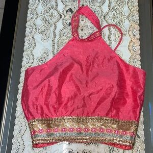 Pink and gold lehenga top